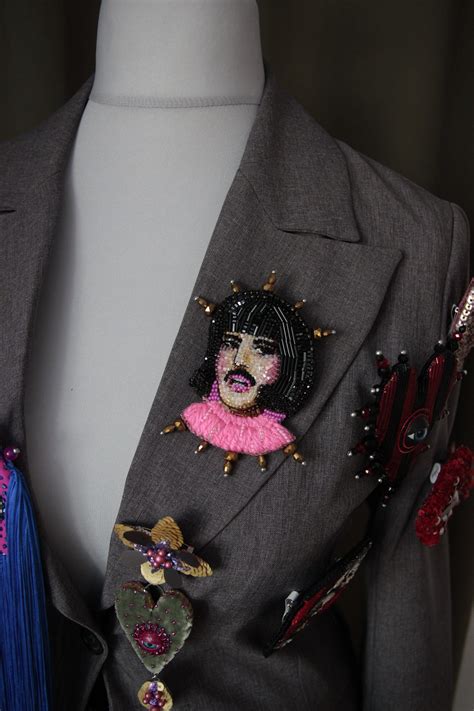 Embroidered Beaded Freddie Mercury Brooch Art Jewelry Unique Jewelry