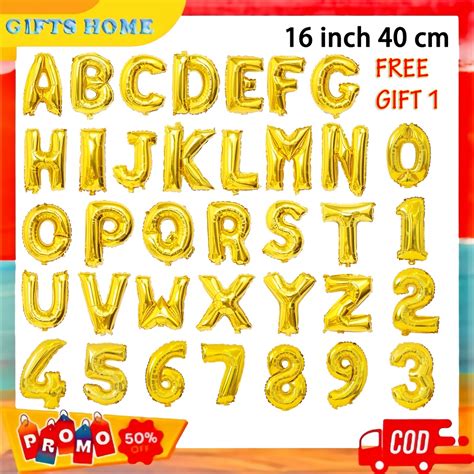 Jual Balon Foil Huruf Abjad Alphabet Gold 16 Inch 40cm A Z Balon