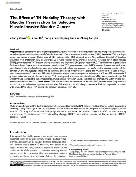 Pdf The Effect Of Tri Modality Therapy With Bladder Preservation For