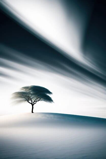 Premium Ai Image Beautiful Minimalist Landscape With A Lone Tree