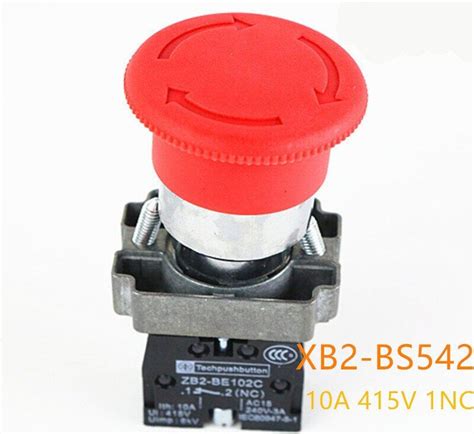 1Pcs High Quality XB2 BS542 22mm NC Red Mushroom Emergency Stop Push