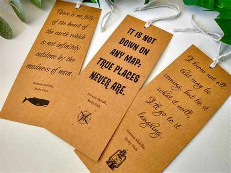 Moby Dick Quotes Bookmark Set Of 3 Birthday T For Bookworm Herman