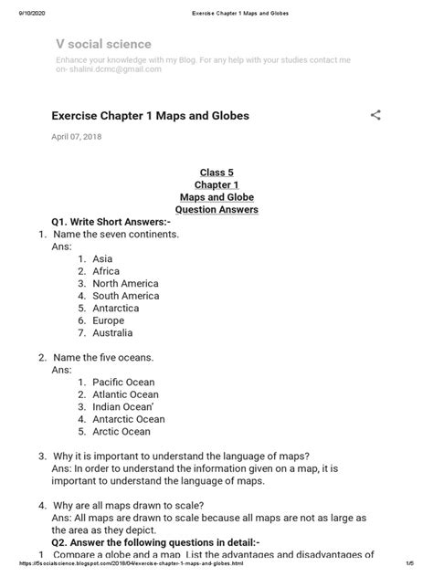 Exercise Chapter 1 Maps and Globes PDF | Download Free PDF | Map ...