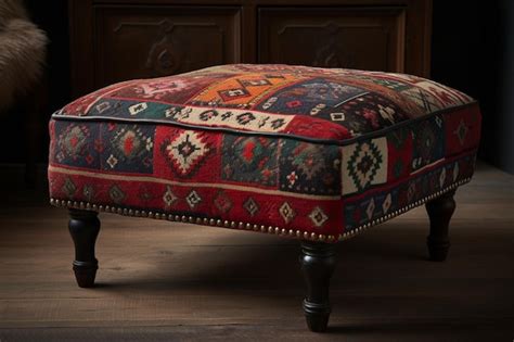 Premium Ai Image A Colorful Ottoman With A Patchwork Pattern On It