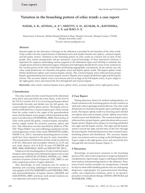 (PDF) Variation in the branching pattern of celiac trunk: a case report