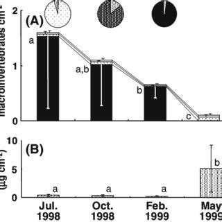 Seasonal Changes Of A Macroinvertebrates And B Periphyton Abundance