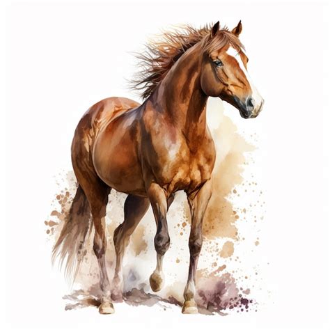 Uma Pintura De Um Cavalo Uma Faixa Branca No Rosto Foto Premium