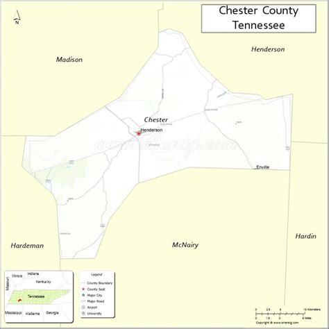 Map of Chester County, Tennessee - Thong Thai Real