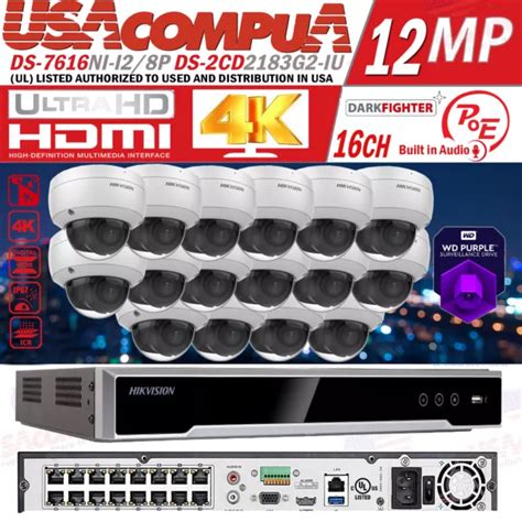 Syst Me De Cam Ra Ip Hikvision Nvr K Ch M Gapixels Darkfighter