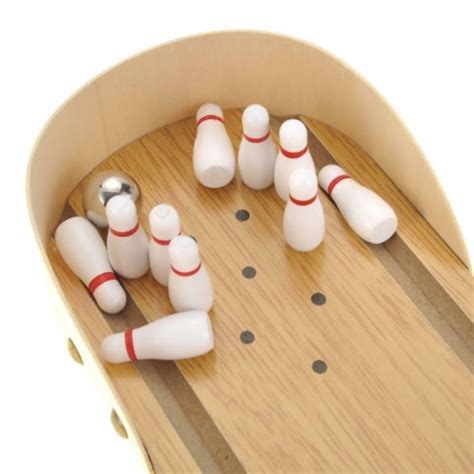 Desktop Mini Indoor Wooden Bowling Finger Board Game Set Complete