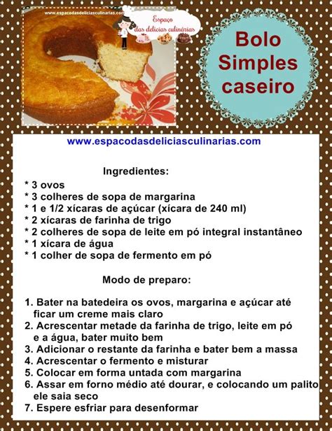 Bolo simples caseiro faça e venda receita para imprimir e colecionar