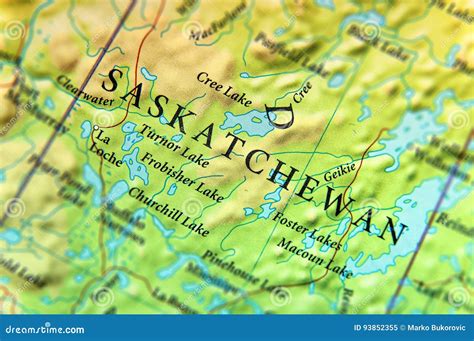 Geographic Map of Canada State Saskatchewan with Important Cities Stock Image - Image of ...