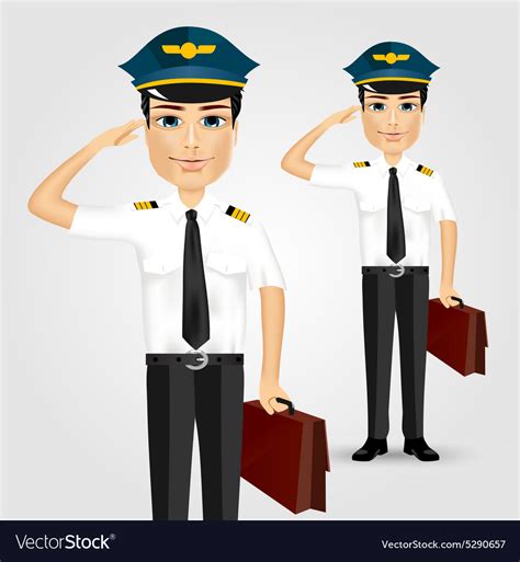 Friendly Pilot With Briefcase Saluting Royalty Free Vector