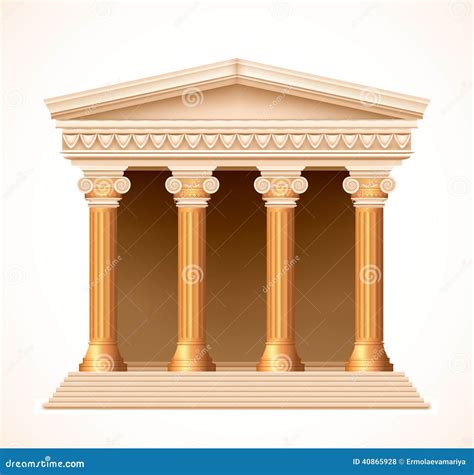 Vooraanzicht Van Een Antieke Griekse Gouden Tempel Vector Vector