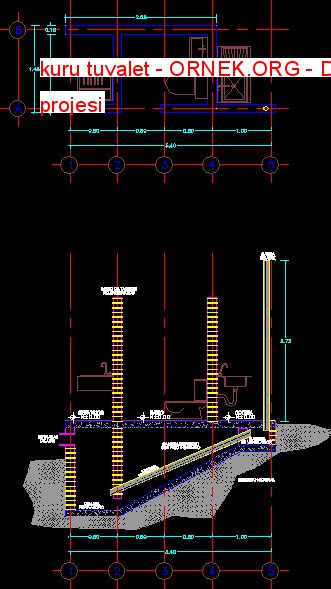 Proje Sitesi Kuru Tuvalet Autocad Projesi