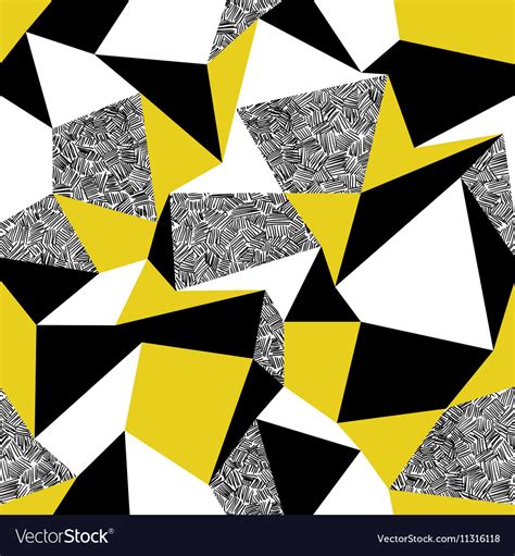 Yellow triangles Geometric seamless pattern in Vector Image