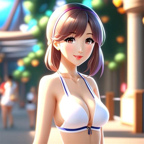 Premium AI Image Cute Anime Girl Character With Bikini 3d Cg