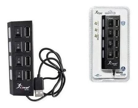 Extens O Hub Usb Portas Pc Notebook Mouse Teclado Knup Hub