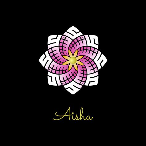 Aisha Name In Flower Kufi Arabic Calligraphy Logo Vector Illustration