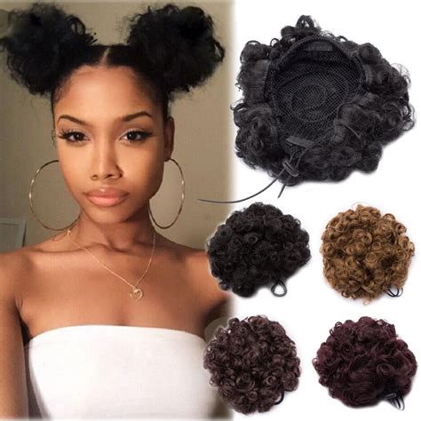 Afro Puff Dreadlock Bun Ponytail Clip In Hair Extension Synthetic Faux