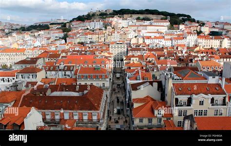 Aerial view of Lisbon street Stock Photo - Alamy