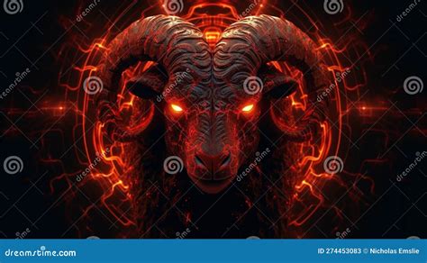 Fiery Aries Ram Symbol Ai Generated Stock Illustration Illustration