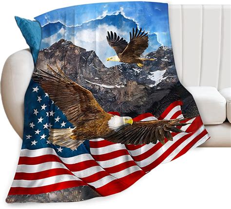 American Flag Eagle Blanket Eagle Old Glory Throw Blanket