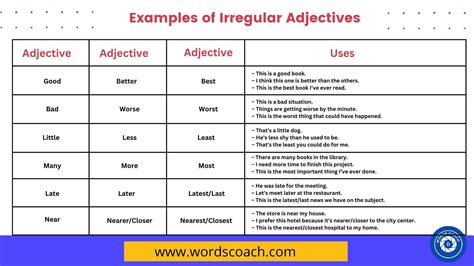 70 Examples Of Irregular Adjectives In English In 2023 English