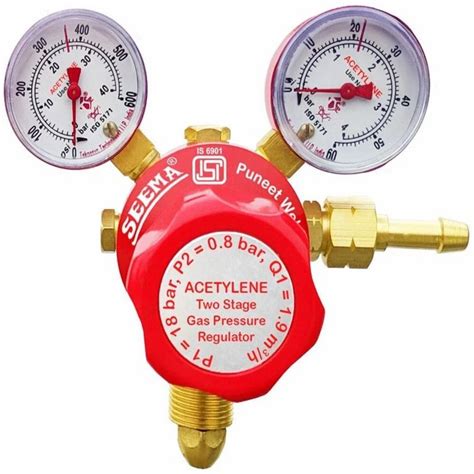 Forged Brass Seema Two Stage Acetylene Gas Pressure Regulator For