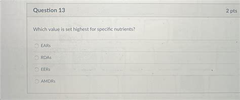 Solved Question Ptswhich Value Is Set Highest For Chegg