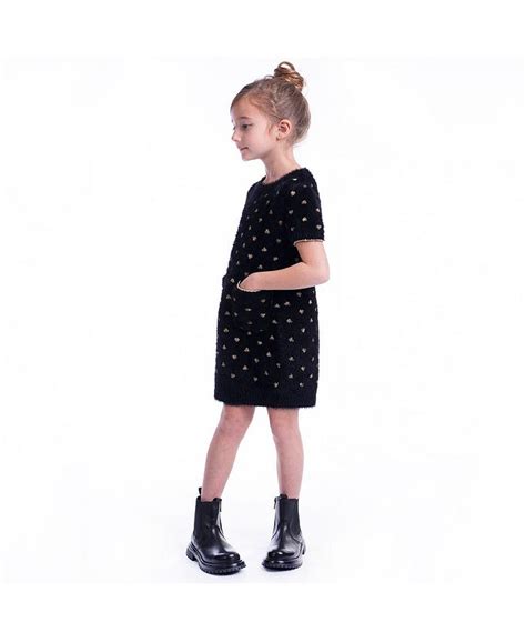 IMOGA Collection Little Girls Olar FW23 Black Fancy Yarn Dress - Macy's