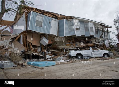 Damage Caused By Hurricane Katrina Slidell Louisiana On The Shore Of