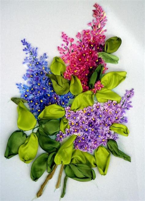 Branch Of Lilac Embroidery With Silk Ribbons Ribbon Embroidery Tutorial Silk Ribbon