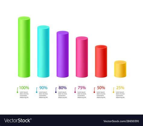 3d Bar Chart Graph Diagram Color Cylinder Vector Image