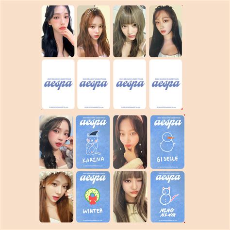 4 8PCS KPOP Aespa 2023 Seasons Greeting Photocards Desk Calendar