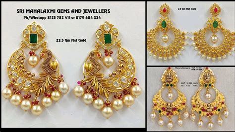 Latest Gold Lightweight Chandbali Earrings Designs With Weight YouTube