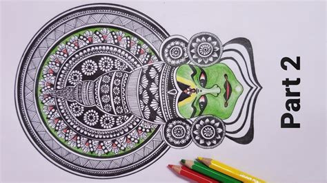 How To Draw MANDALA ART Inspired By Indian Traditional Dance KATHAKALI