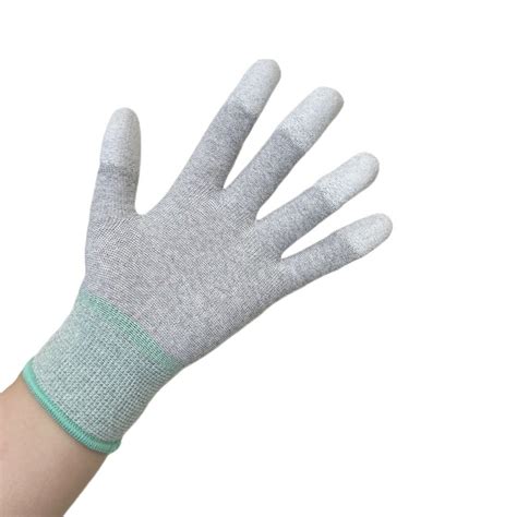 Anti Slip Antistatic Cleanroom Carbon Fiber 13g Esd Gloves Pu Coat Palm