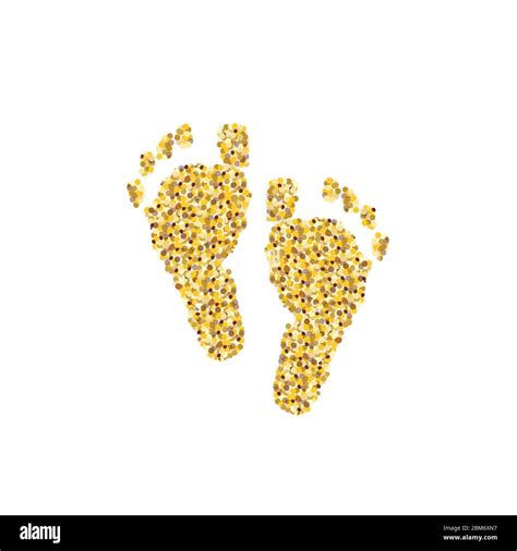 Gold Glitter Shining Baby Shower Foot Print Vector Stock Vector Image