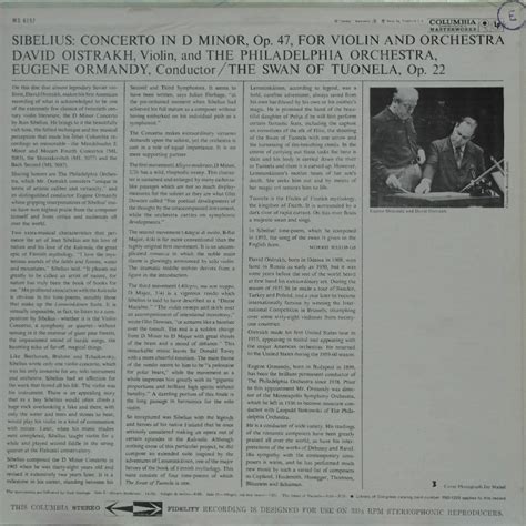 Sibelius Violin Concerto In D Minor Op47 The Swan Of Tuonela Op