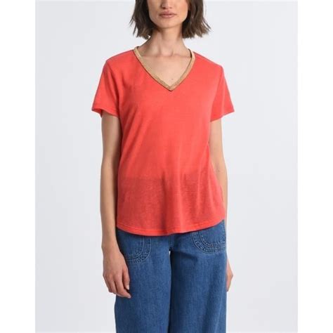 Molly Bracken T Shirt Manches Courtes Corail Xl Rose Tee