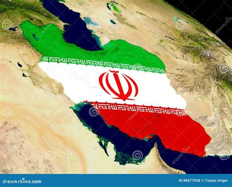 Der Iran Mit Flagge Auf Erde Stock Abbildung Illustration Von