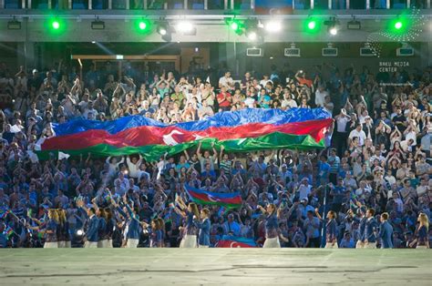 Flag Baku Olympic Stadium Opening Ceremony Azerbaijan Travel Baku