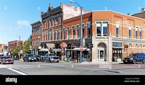 The Main Street In Historic Mansfield Ohio Usa Is A Typical Small