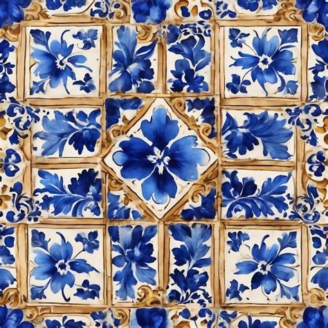 Premium Ai Image Azulejo Portuguese Style Tile Gorgeous Seamless Blue