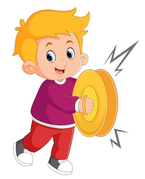 Premium Vector A Boy Is Having Fun Playing Cymbals