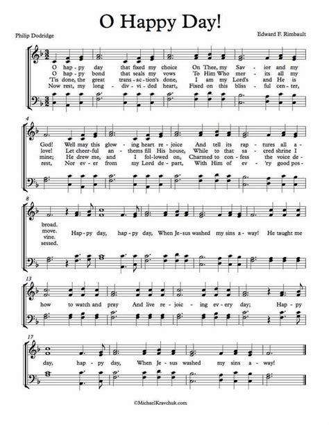 Free Choir Sheet Music O Happy Day O Happy Day Christian Song Lyrics Hymn Sheet Music