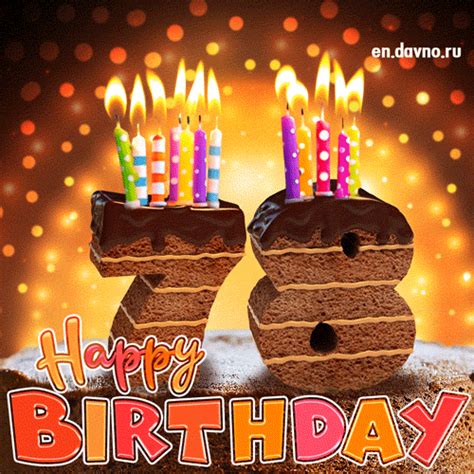 78th Birthday Card Chocolate Cake And Candles