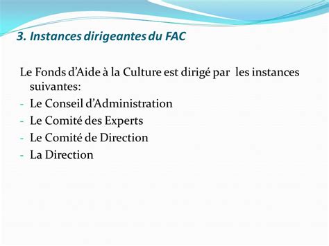 Theme Gestion Du Fonds Daide A La Culture Financement Des Projets