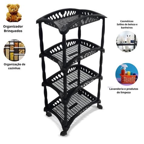 Estante Pl Stica Prateleira Multiuso Modular Rodinha Organizador